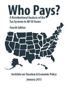 Cover of the report Who Pays? by the Institute on Taxation and Economic Policy
