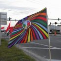 Photo of a flag from the Florida Peace Action Network Facebook page. protest Waffle House