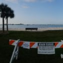 Gulfport, Florida beach panorama. The beach is closed due to social distancing measures for coronavirus